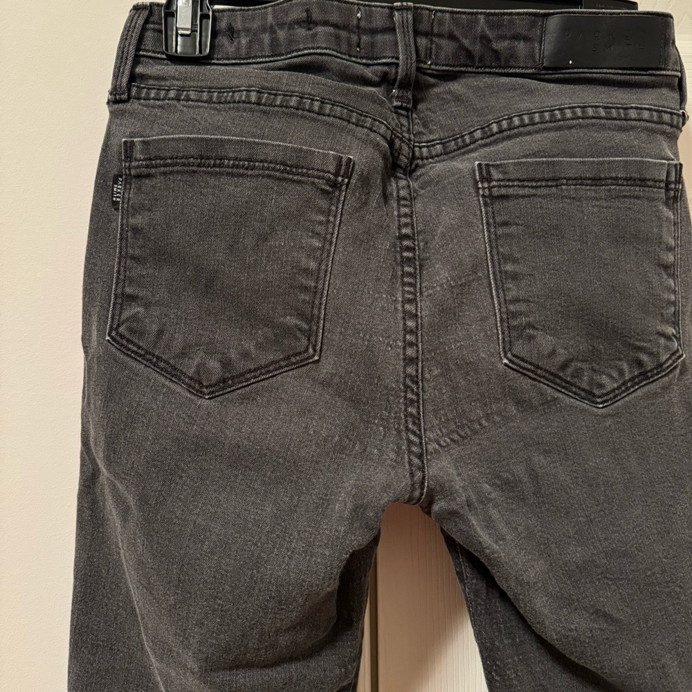 Parker Smith Gray Straight Denim Jeans Frayed Ankles - Picture 7 of 10
